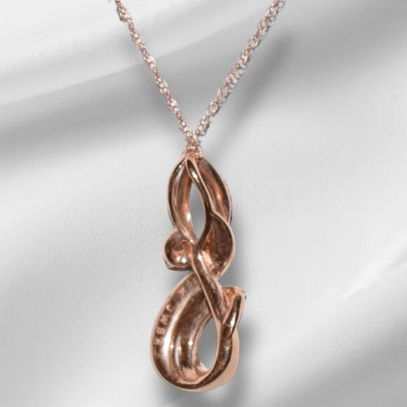 Brown White Diamond Pendant Necklace 10k Rose Gold 18 inch Chain - Picture 3 of 4